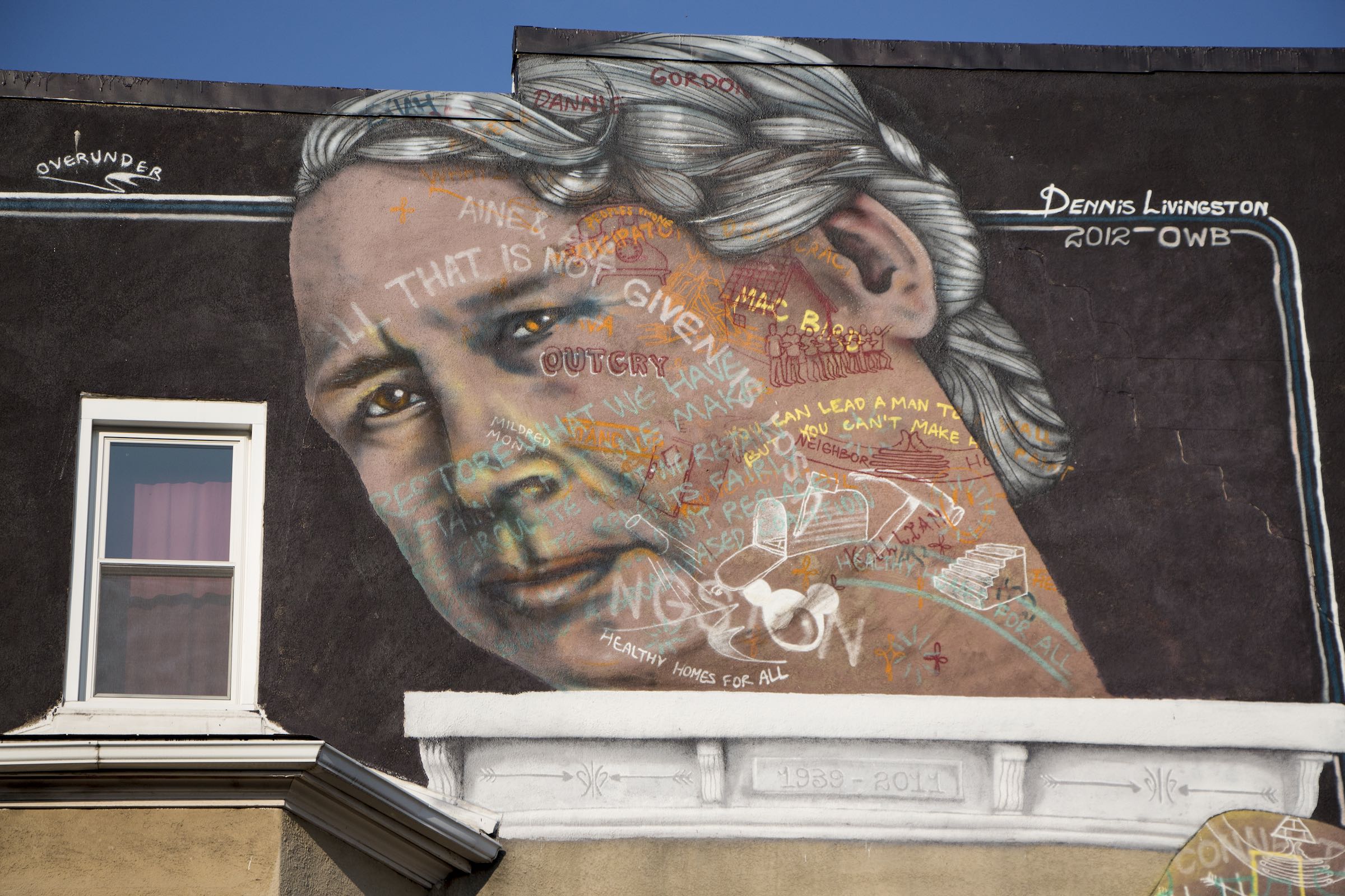 Mural of Dennis Livingston in the Station North neighborhood of Baltimore, Maryland. By OverUnder.